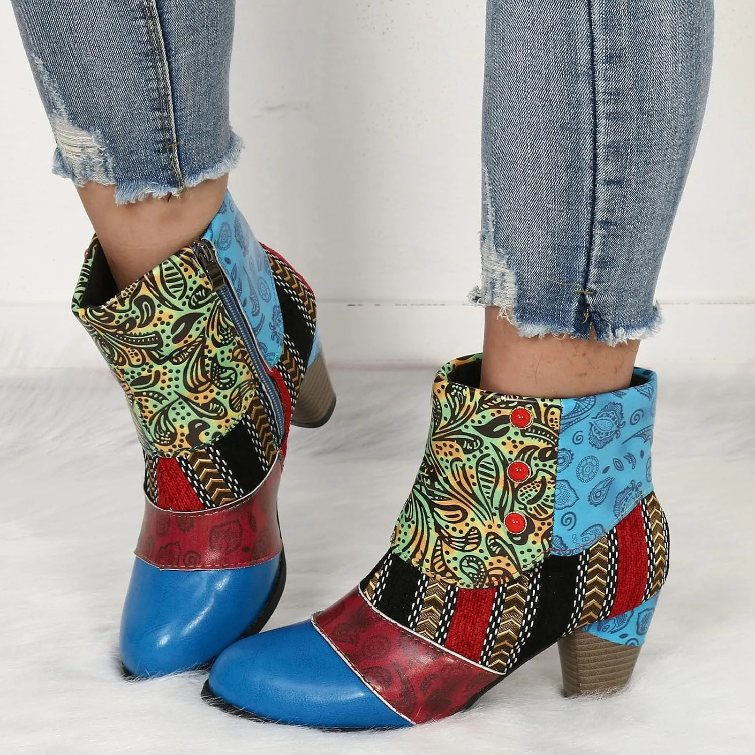 AMDBEL Boots for Women Ankle Booties, Women's Ankle Boots Chunky High Heel Booties Fashionable Short Boots Winter Shoes