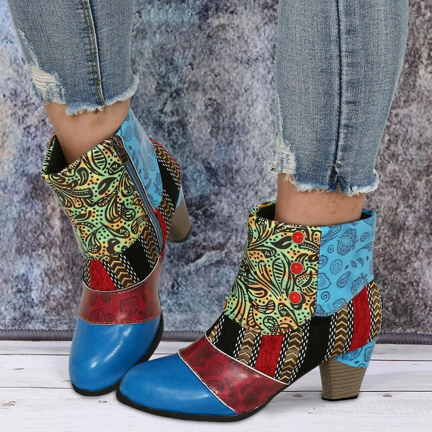 AMDBEL Boots for Women Ankle Booties, Women's Ankle Boots Chunky High Heel Booties Fashionable Short Boots Winter Shoes