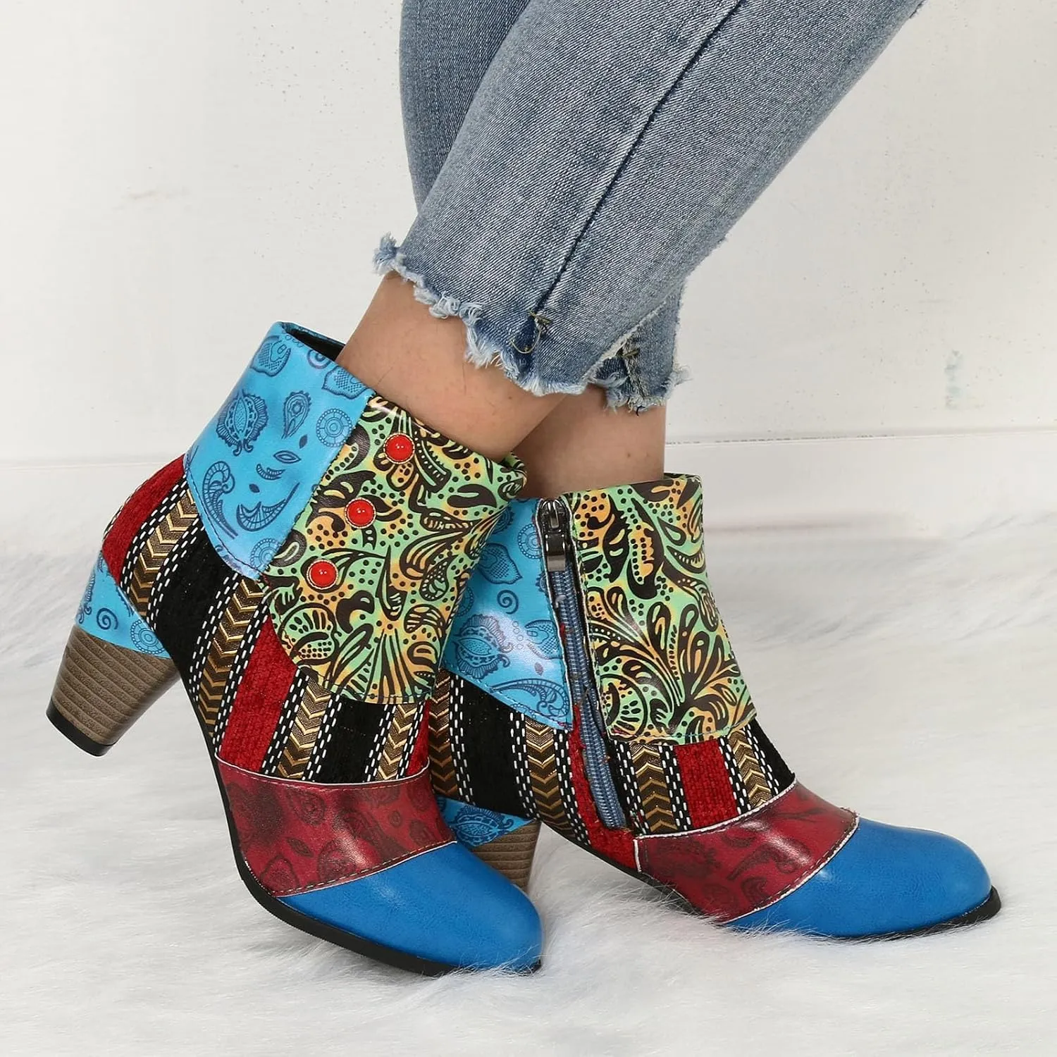 AMDBEL Boots for Women Ankle Booties, Women's Ankle Boots Chunky High Heel Booties Fashionable Short Boots Winter Shoes