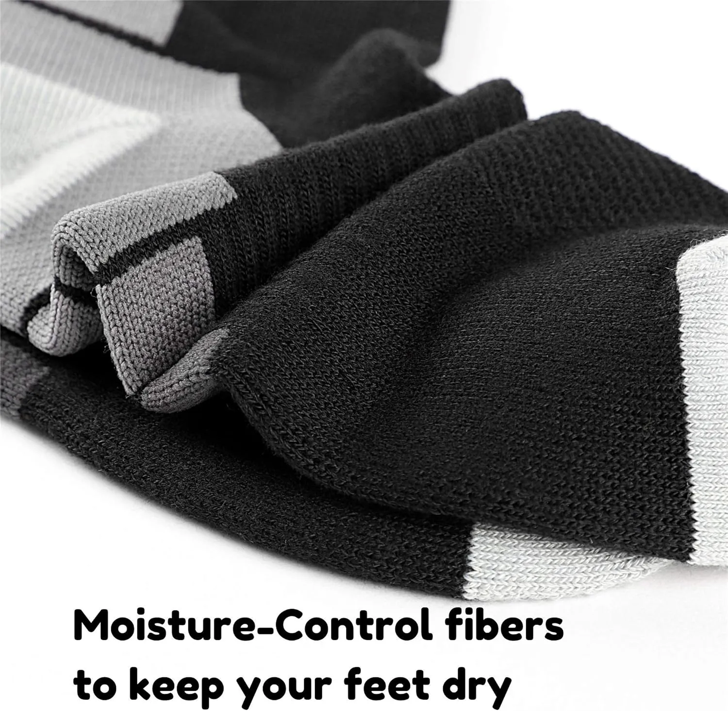 Athletic-Crew-Socks for Men, Cushioned Socks with Moisture Wicking and Arch Support for Running Hiking, Work Boots 3Pairs
