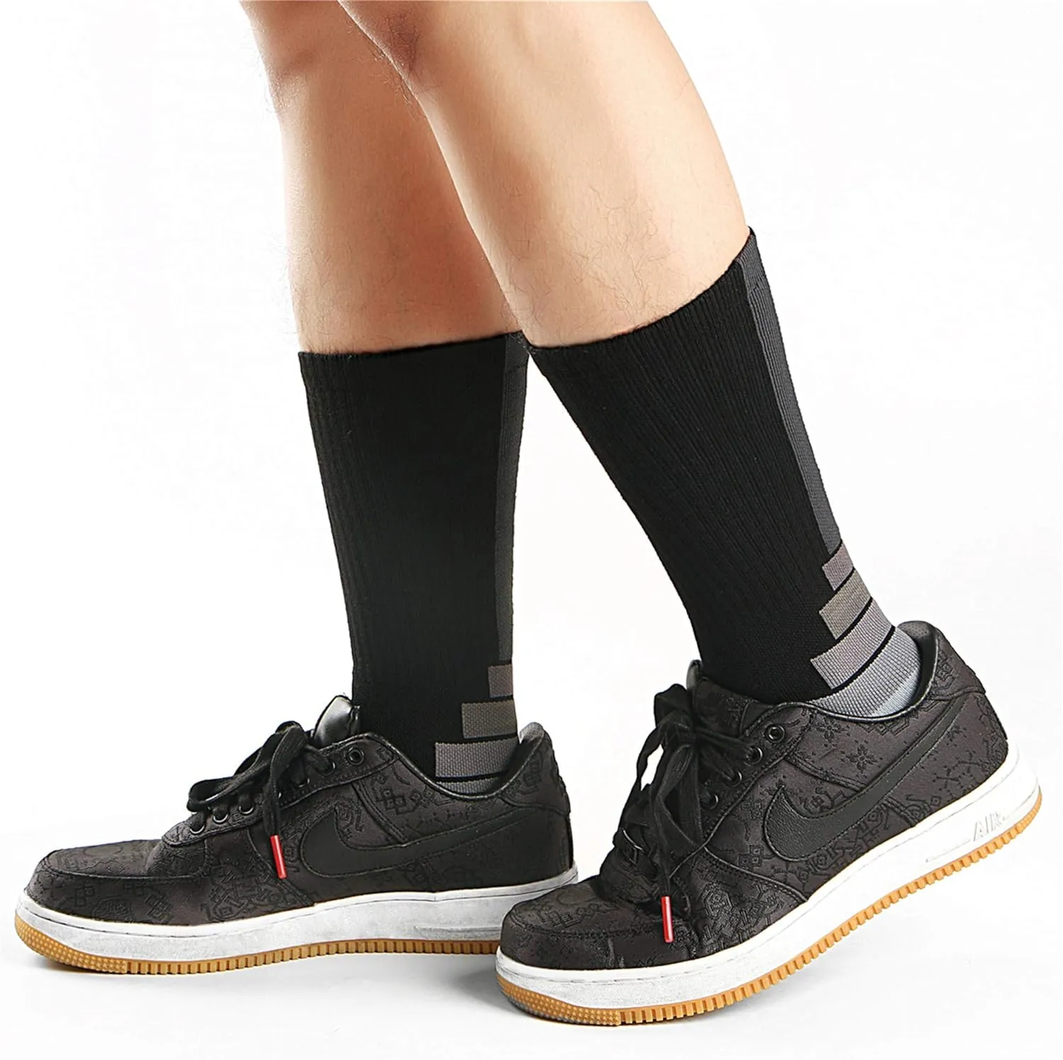 Athletic-Crew-Socks for Men, Cushioned Socks with Moisture Wicking and Arch Support for Running Hiking, Work Boots 3Pairs