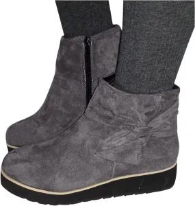 Bcshiye Women's Suede Low Wedges Ankle Boots Winter Warm Platform Wedge Sneakers Side Zip Dress Short Booties