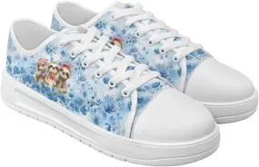 Blue Rose Women's Fashion Canvas Sneakers Tennis Shoes Low Top Walking Shoes with Thick White Sole US 5.5-13.5