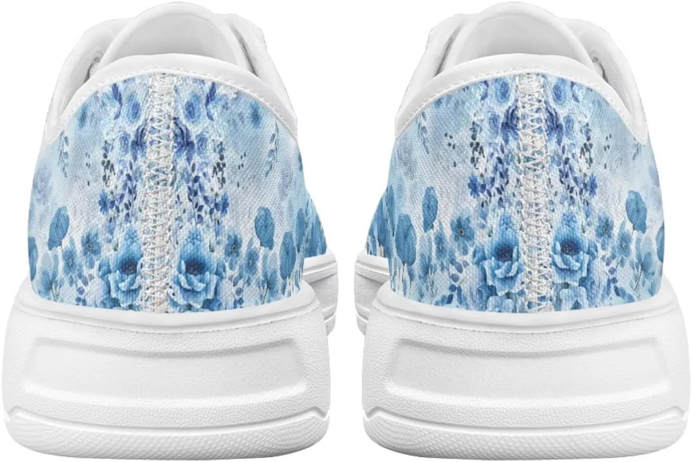 Blue Rose Women's Fashion Canvas Sneakers Tennis Shoes Low Top Walking Shoes with Thick White Sole US 5.5-13.5