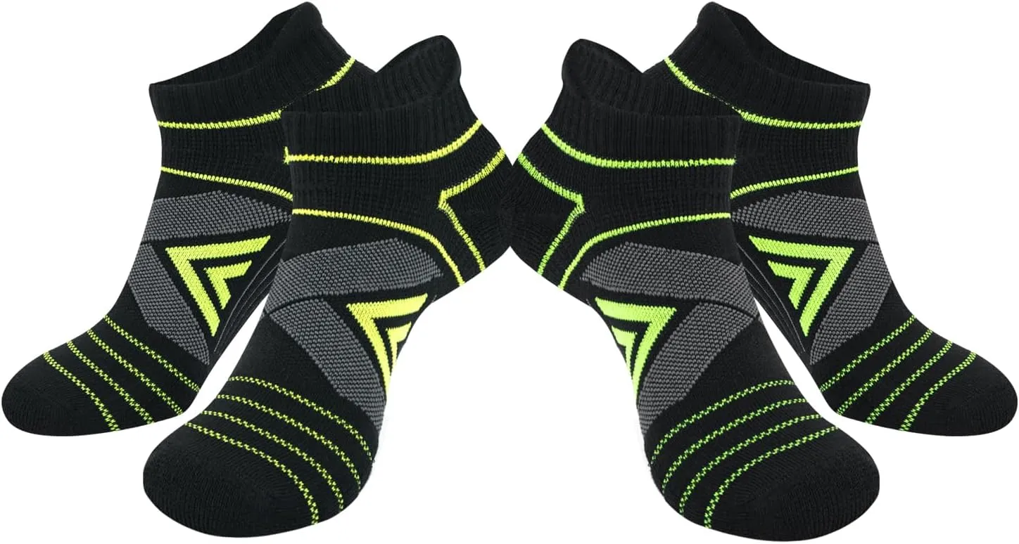 Compression Ankle Socks For Man & Women (4 Pairs) Cushioned Arch Support Athletic Socks for Running, Golf & Sports