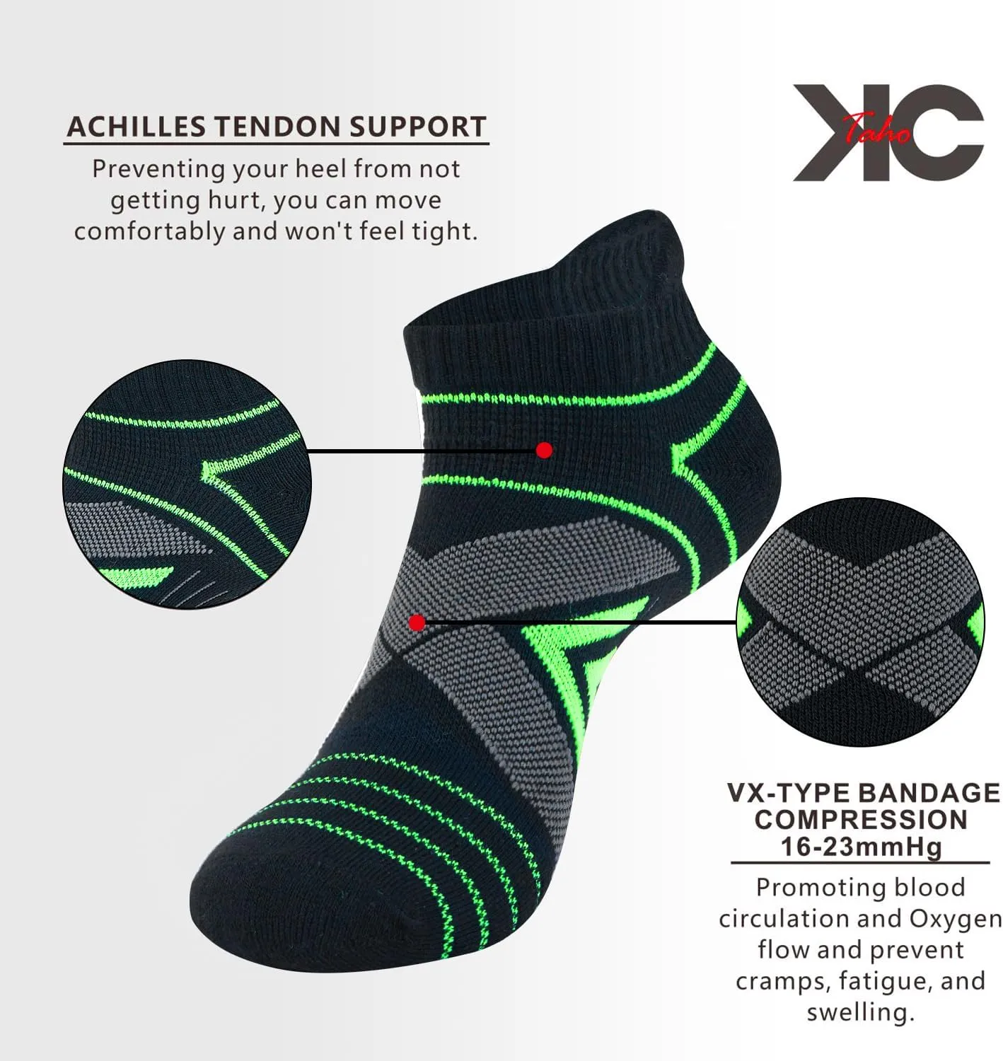Compression Ankle Socks For Man & Women (4 Pairs) Cushioned Arch Support Athletic Socks for Running, Golf & Sports