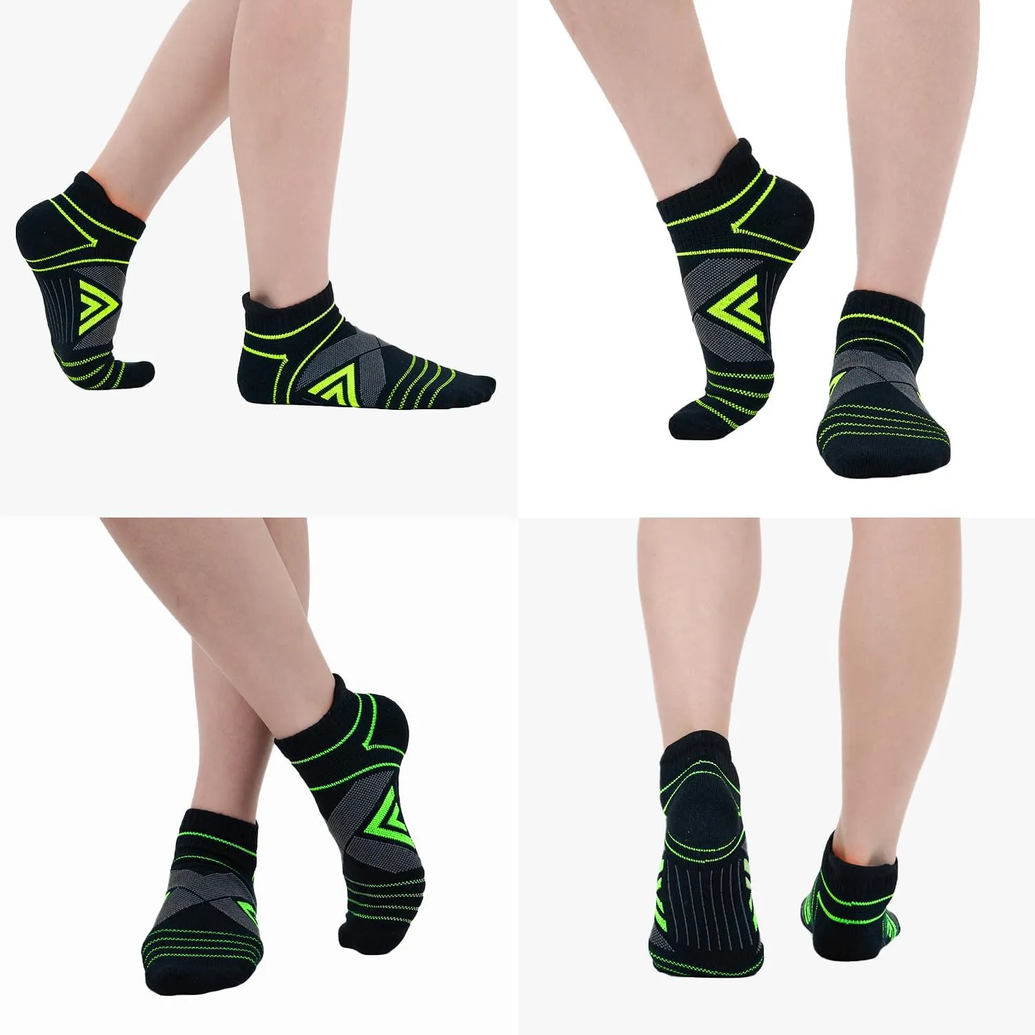 Compression Ankle Socks For Man & Women (4 Pairs) Cushioned Arch Support Athletic Socks for Running, Golf & Sports