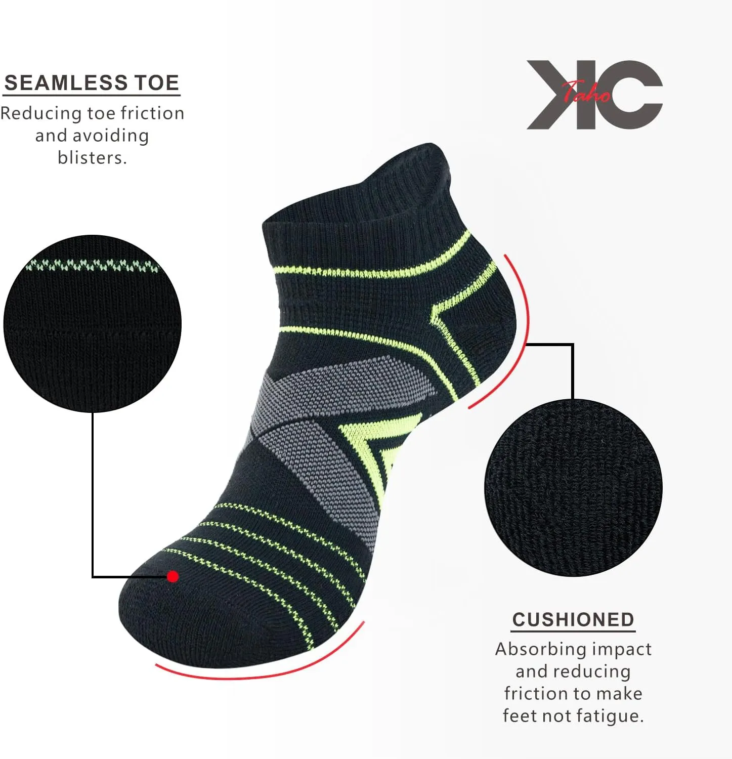 Compression Ankle Socks For Man & Women (4 Pairs) Cushioned Arch Support Athletic Socks for Running, Golf & Sports
