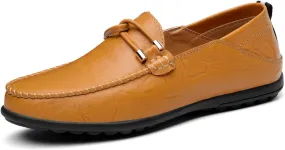 Driving Moccasins for Men Genuine Leather Round Toe Stitching Details Lightweight Anti-Slip Resistant Flexible Casual Slip on for Any Attire