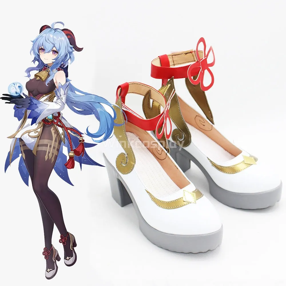 Genshin Impact Ganyu White Cosplay Shoes