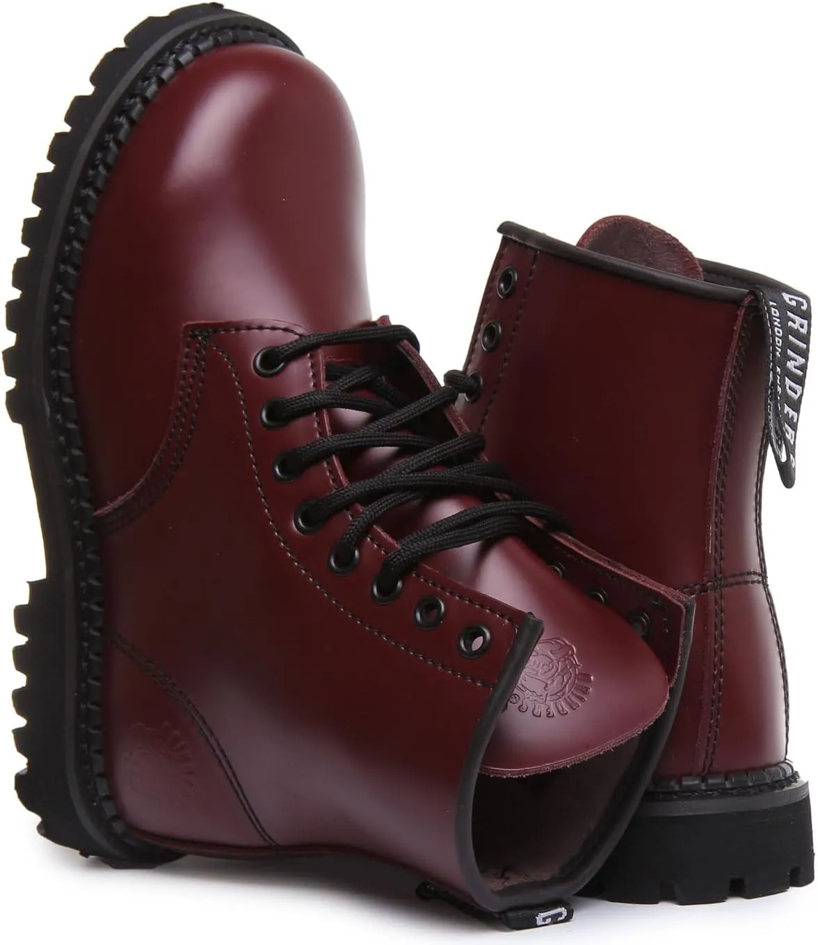 Grinders Mens Cedric CS Derby 8-Hole Cherry Goodyear Welted Boot
