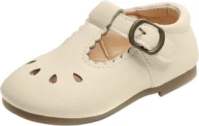 IWIHMIV Mary Jane Flat Shoes for Toddler Girls Hollowed Out Soft Soled Leather Dress Ballet Shoes
