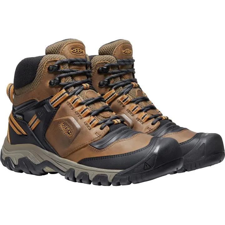 Waterproof Bison and Golden Brown Keen Ridge Flex Mid Hiking Boot