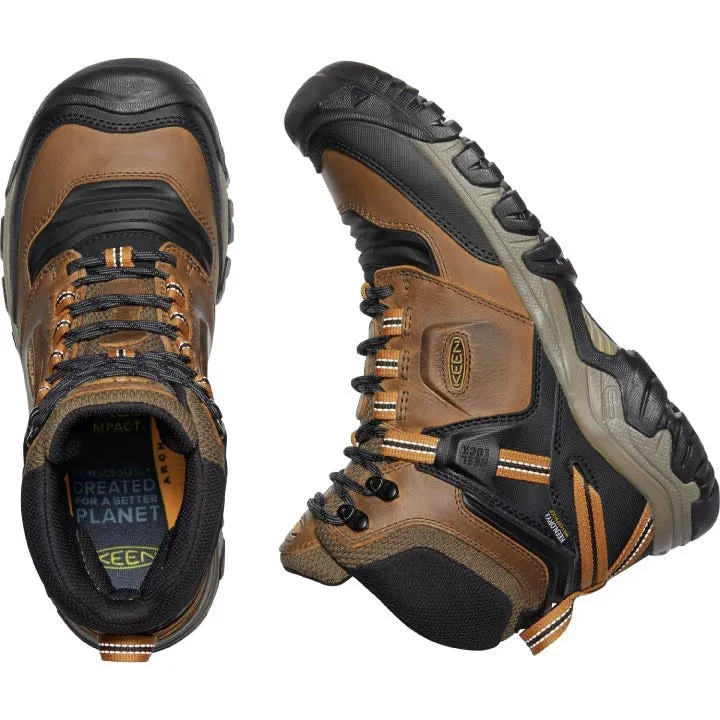 Waterproof Bison and Golden Brown Keen Ridge Flex Mid Hiking Boot