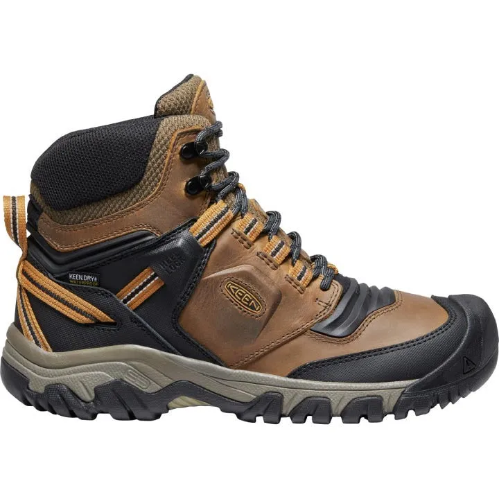 Waterproof Bison and Golden Brown Keen Ridge Flex Mid Hiking Boot