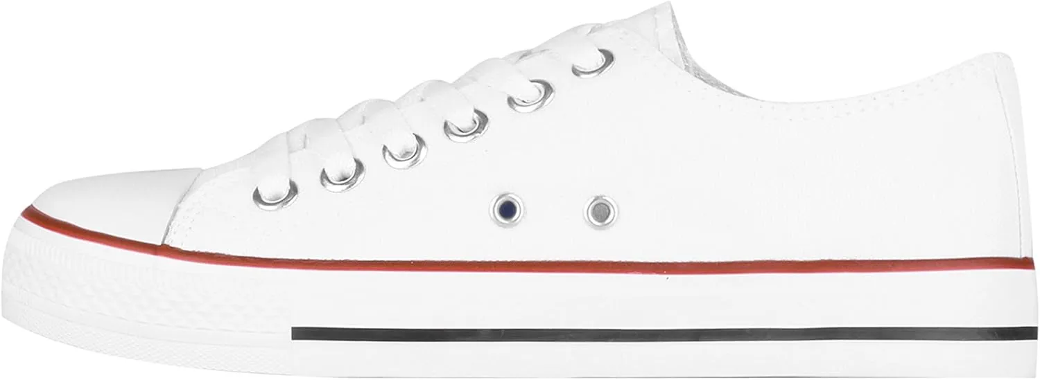 KRISP Women Girls Low Top Canvas Classic Fashion Lace Up Slip On Sneakers Shoes