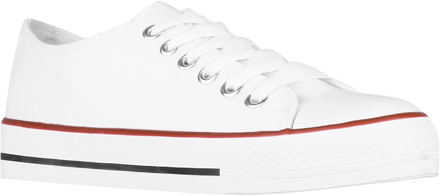 KRISP Women Girls Low Top Canvas Classic Fashion Lace Up Slip On Sneakers Shoes