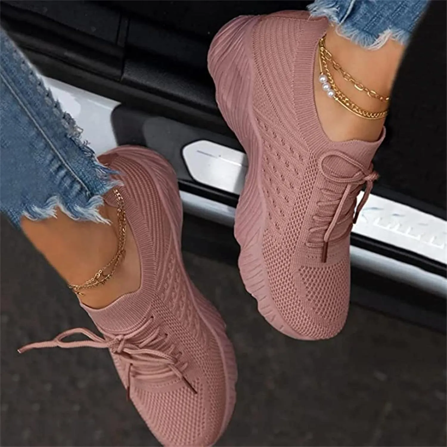 Ladmiple Gym Shoes For Women Workout Running Walking Shoes Slip on Sock Sneakers Mesh Non Slip Athletic Tennis Shoes