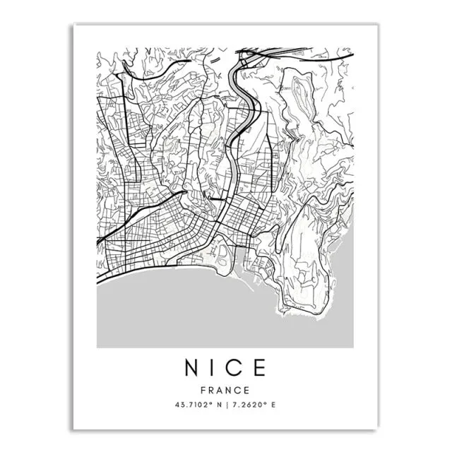 Minimalist Black & White Custom City Maps Canvas Wall Art - Fine Art Print for Home Office Decor, Featuring London, Paris & Amsterdam