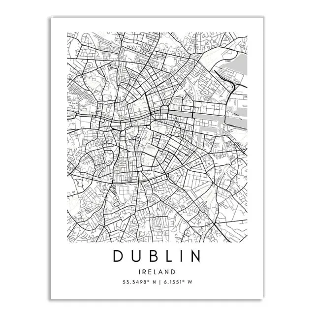 Minimalist Black & White Custom City Maps Canvas Wall Art - Fine Art Print for Home Office Decor, Featuring London, Paris & Amsterdam