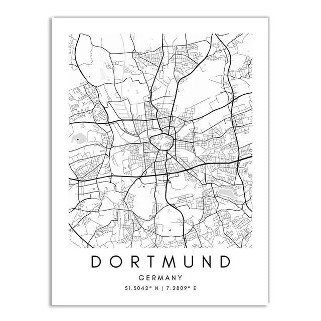 Minimalist Black & White Custom City Maps Canvas Wall Art - Fine Art Print for Home Office Decor, Featuring London, Paris & Amsterdam