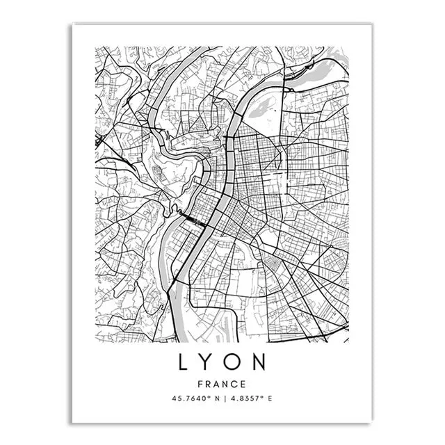 Minimalist Black & White Custom City Maps Canvas Wall Art - Fine Art Print for Home Office Decor, Featuring London, Paris & Amsterdam