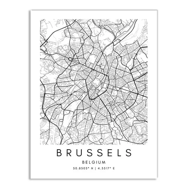Minimalist Black & White Custom City Maps Canvas Wall Art - Fine Art Print for Home Office Decor, Featuring London, Paris & Amsterdam