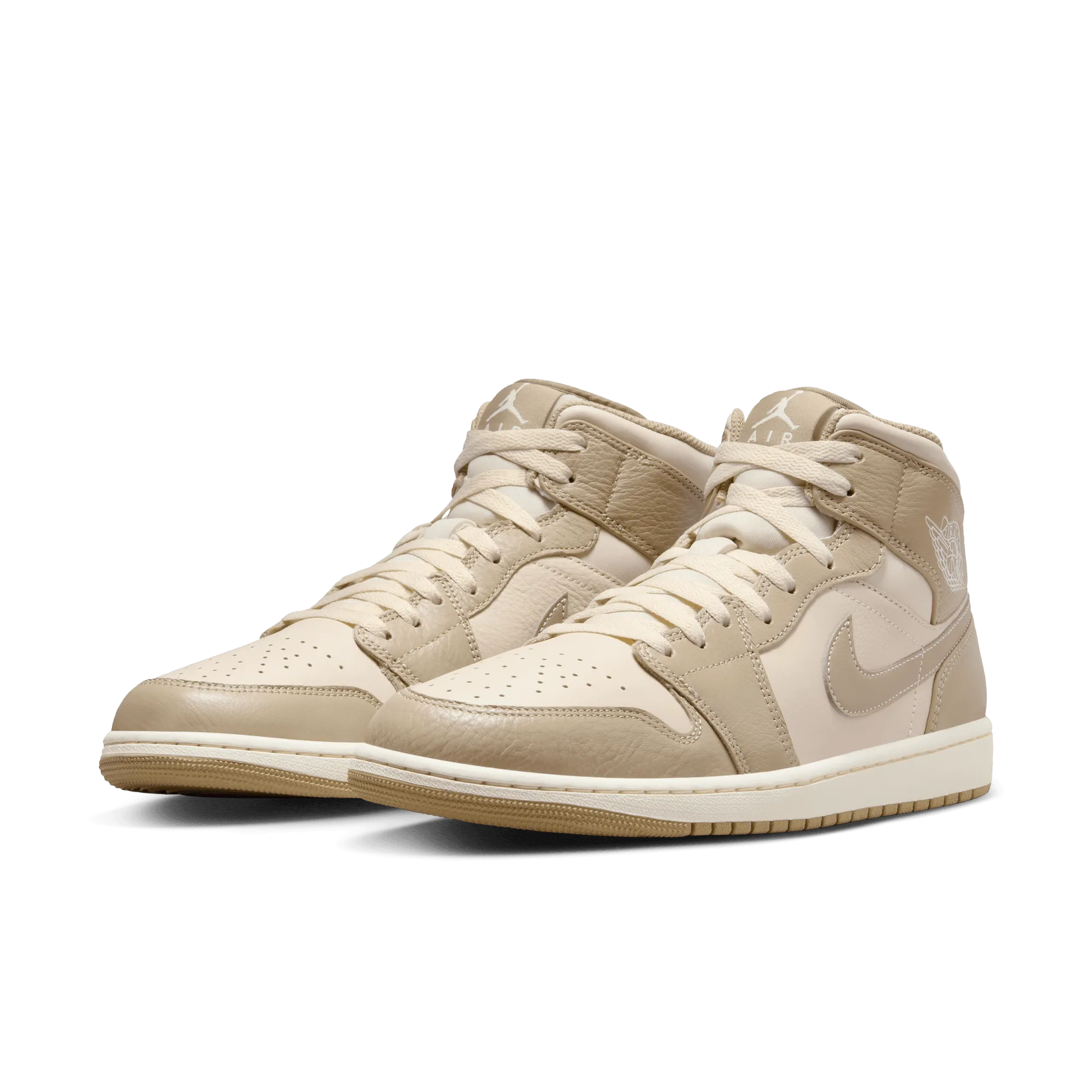 Mens Premium Air Jordan 1 Mid Sneakers in Legend Light Brown/Khaki/Phantom Color