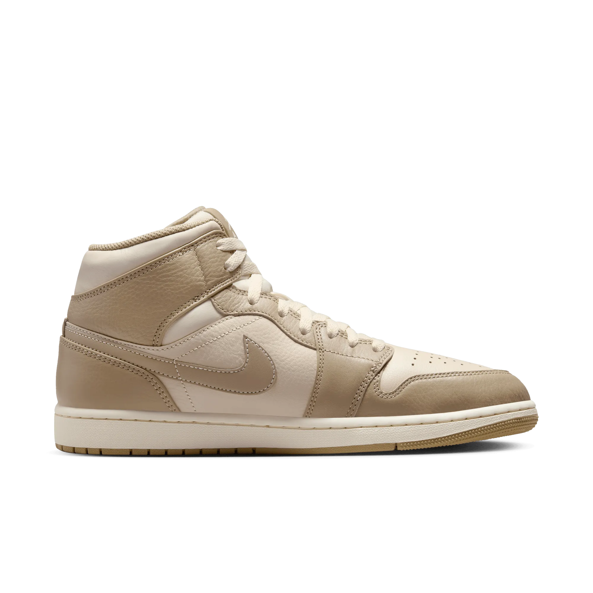 Mens Premium Air Jordan 1 Mid Sneakers in Legend Light Brown/Khaki/Phantom Color
