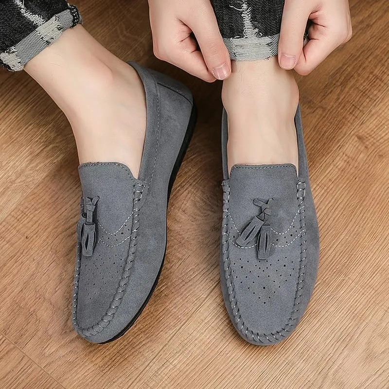 Mens Loafers Shoe Solid Color Faux Leather with Tassel Loafer Shoes Lightweight Anti-Slip Resistant Prom Slip On