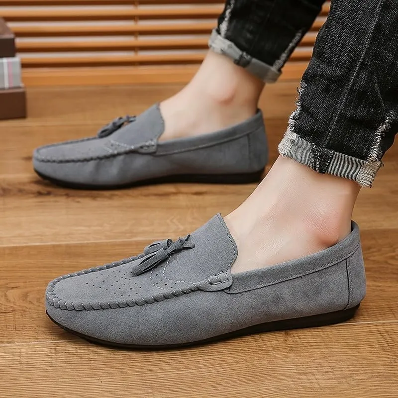 Mens Loafers Shoe Solid Color Faux Leather with Tassel Loafer Shoes Lightweight Anti-Slip Resistant Prom Slip On