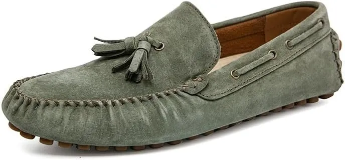 Men's Loafers Shoes Solid Color Round Toe Suede Vamp Tassel Driving Shoes Comfortable Slip Resistant Anti-Slip Fashion Slip-on