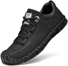 Men's Outdoor Driving Leather Walking Lightweight Casual Handmade Hiking Work Shoes