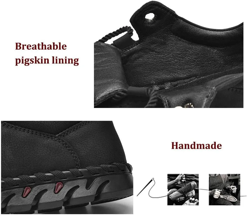 Men's Outdoor Driving Leather Walking Lightweight Casual Handmade Hiking Work Shoes