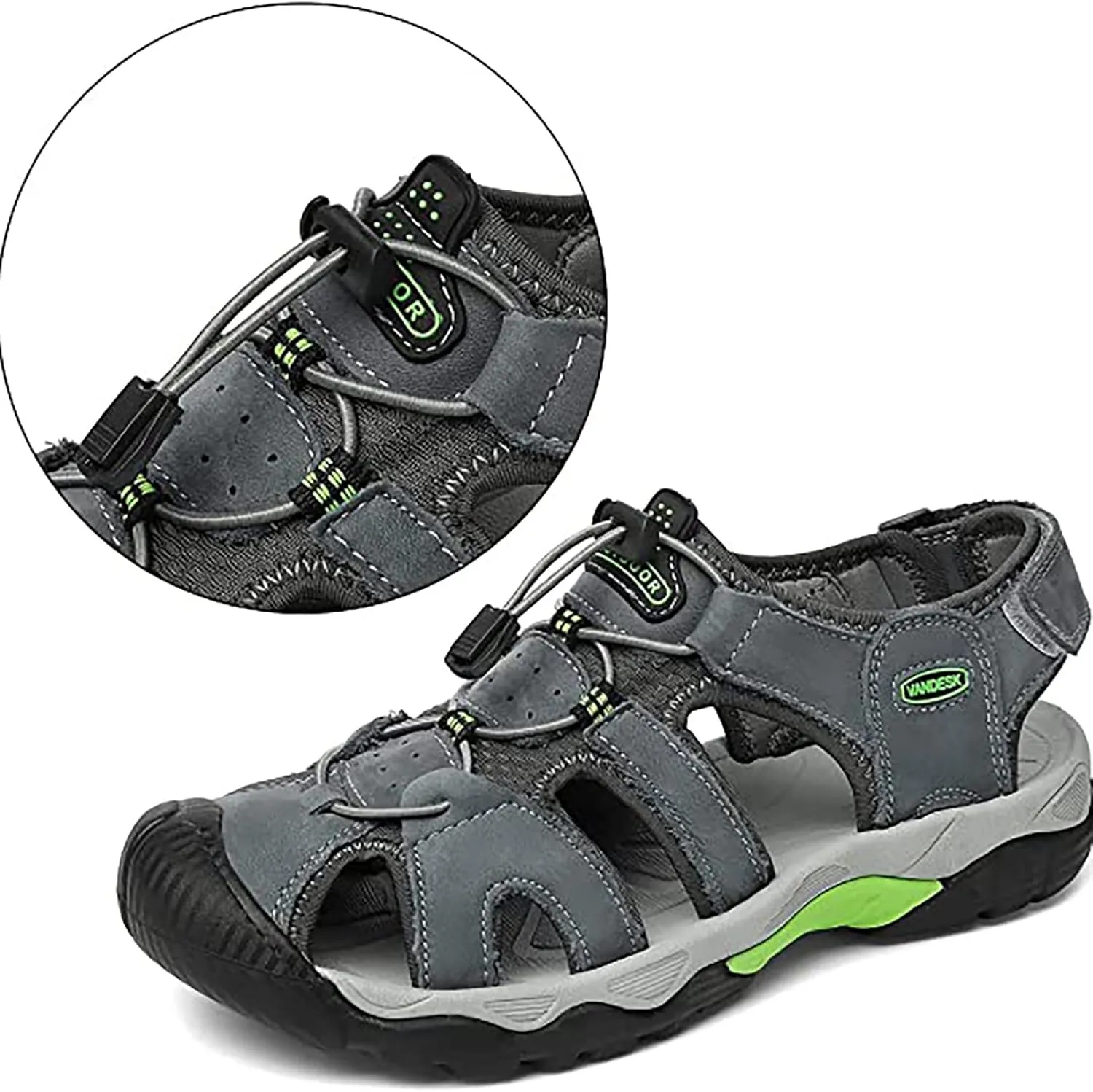 Men's Sport Sandals Outdoor Hiking Sandals Beach Shoes Closed Waterproof Sandals Lightweight Hiking Casual Sandals Water Shoes
