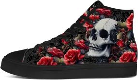 Men's Women's Skull High Top Sneakers Canvas Shoes Floral Skull Shoes Gifts for Boyfriend Girlfriend