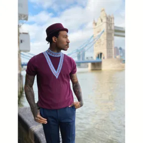 Sure! Heres an optimized title for your e-commerce product:

Mr. Bridger V-Neck Knit Sweater - Insert Player Port Design with Sky Blue Chequerboard Pattern