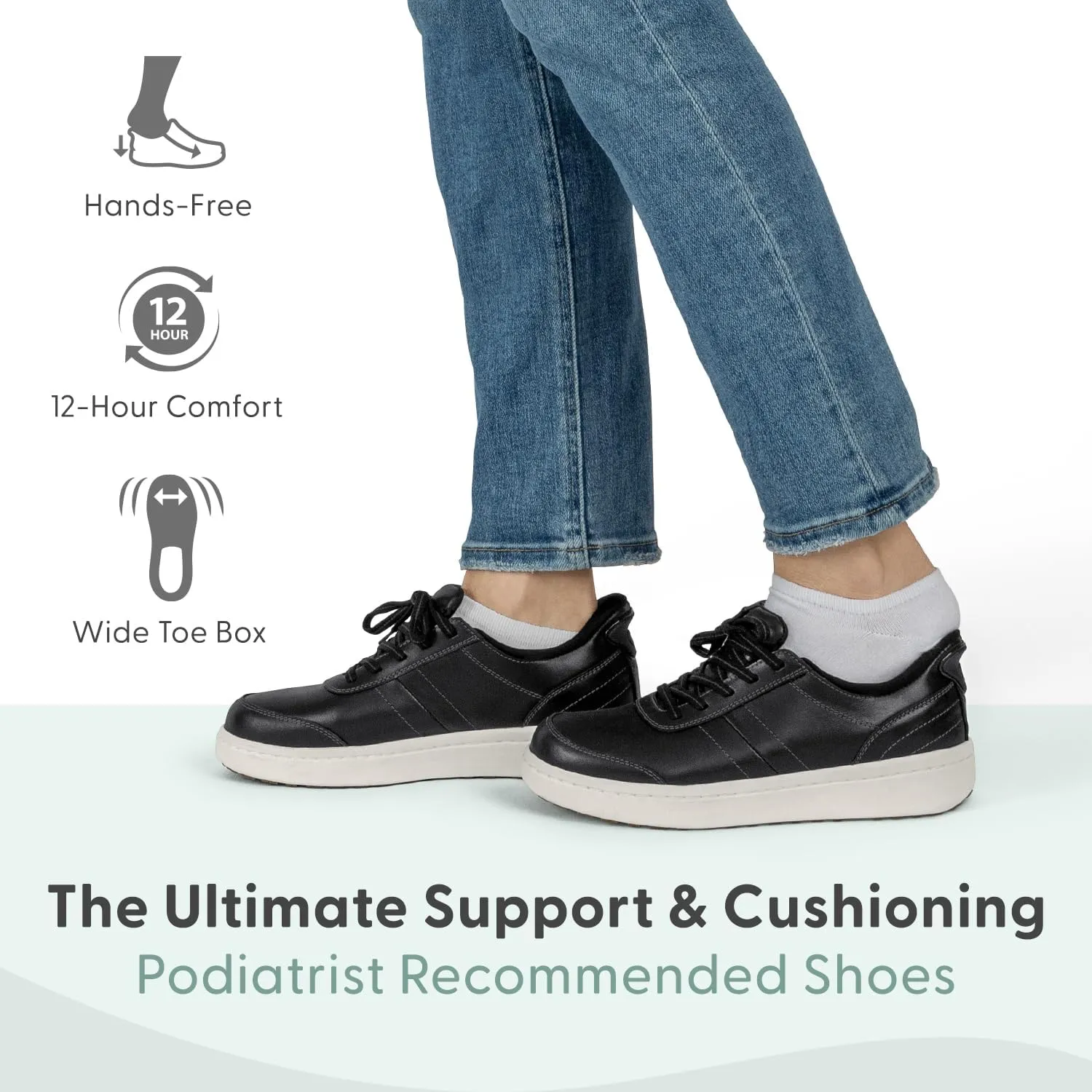 Orthofeet Women's Orthopedic Leather Wander Hands-Free Sneakers