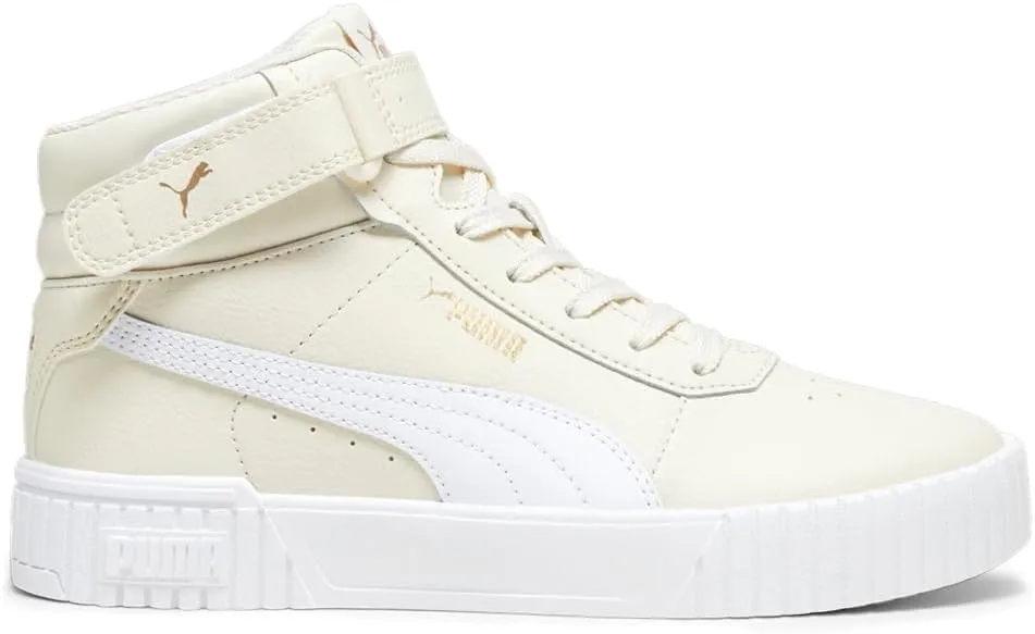 PUMA Women's Carina Leather Mid Shoes, 2.0 White-Silver, 6
