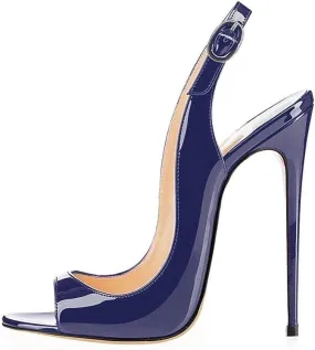 SAMMITOP Women's Peep Toe Pumps High Heels Stilettos Heeled Sandals Ankle Strap Slingback Sandals Sexy 4.7 Inch