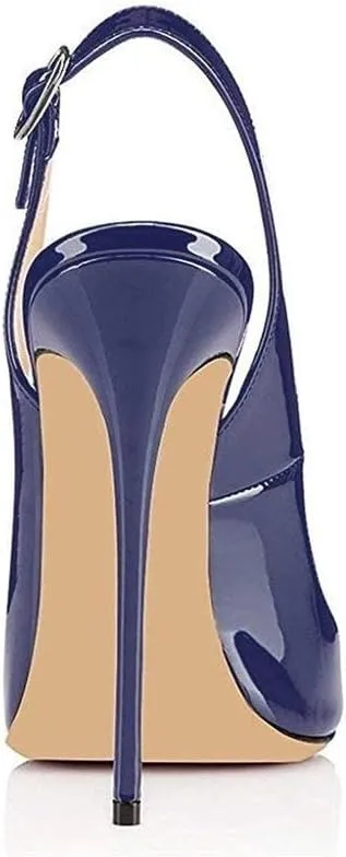 SAMMITOP Women's Peep Toe Pumps High Heels Stilettos Heeled Sandals Ankle Strap Slingback Sandals Sexy 4.7 Inch