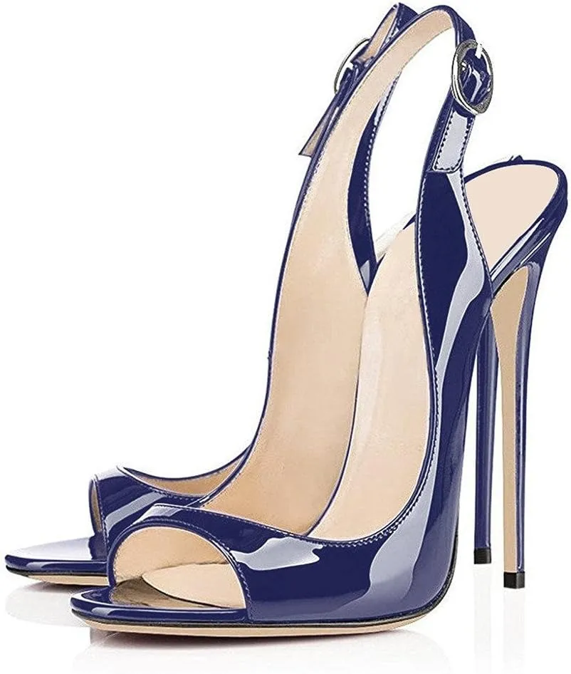 SAMMITOP Women's Peep Toe Pumps High Heels Stilettos Heeled Sandals Ankle Strap Slingback Sandals Sexy 4.7 Inch