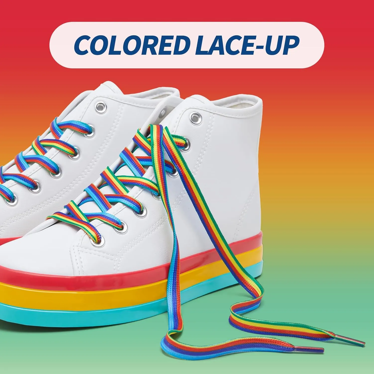 Uoidru Women's Fashion Sneakers High Top Shoes PU Leather White Tennis Shoes Women Casual Walking Rainbow Sneakers for Women