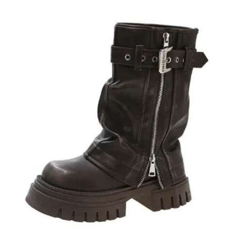 Wenkouban sweat suits outfits Brown Cyber Monday Christmas winter outfits British Style Thick-Soled Martin Boots for Women 2024 New Autumn Small Chunky Heel Retro Short Boots