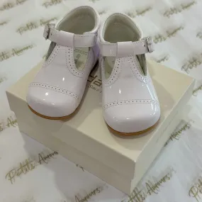 White Patent T-Bar Shoes