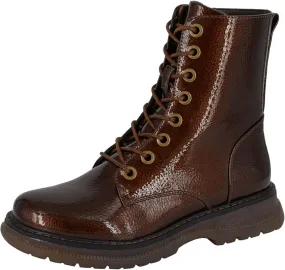 Womens Anneta 8 Eyelet Floral & Matallic Print Boots