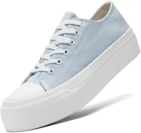 Women's Fashion Canvas Shoes Platform Sneakers for Women Men Low Top Classic Lace Up Canvas Platform Shoes Casual Tennis Walking Sneakers