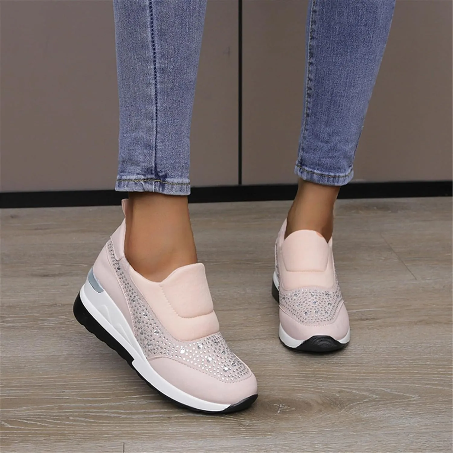 Womens Non Slip Slip On Shoes Casual Walking Sneakers Lightweight Canvas Comfortable Flat Fashion Loafers