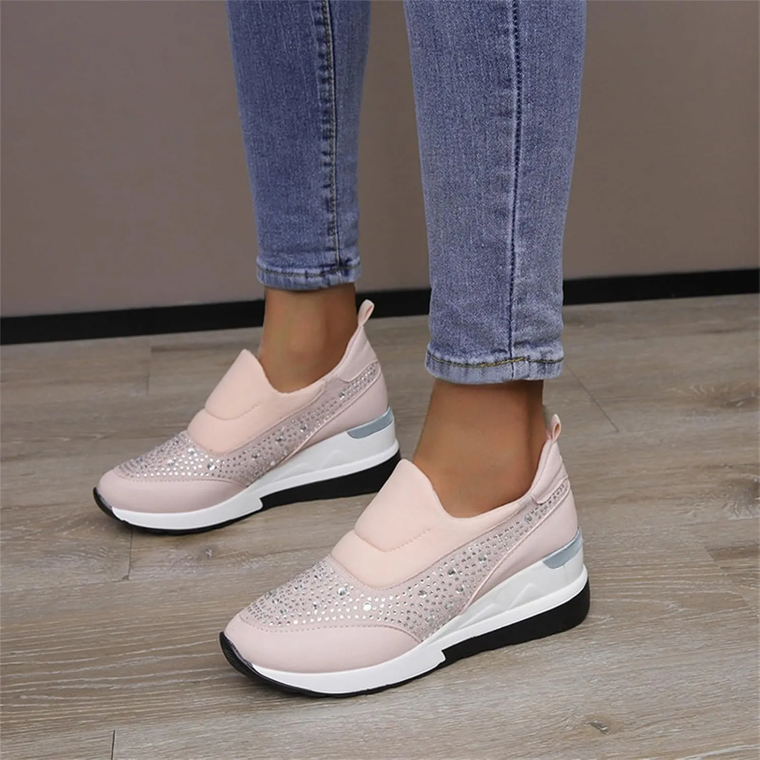 Womens Non Slip Slip On Shoes Casual Walking Sneakers Lightweight Canvas Comfortable Flat Fashion Loafers