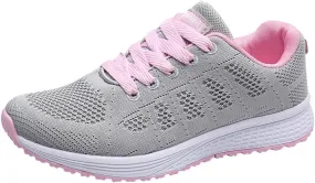 ZSpzx Women's Running Sneakers Slip On Air Cushioned Lace Up Running Tennis Sneaker Quick Dry Lightweight Arch Support Walk Shoes Breathable Elastic Athletic Closed Toe Shoe for Gym Travel Daily Wear